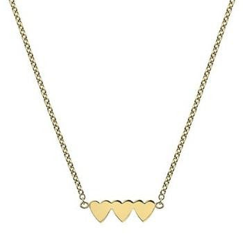 9K Yellow Gold Three Heart Pendant Necklace-Pobjoy Diamonds