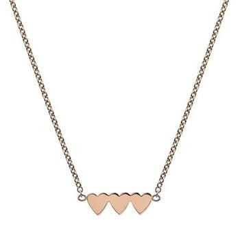 9K Rose Gold Three Heart Pendant Necklace-Pobjoy Diamonds