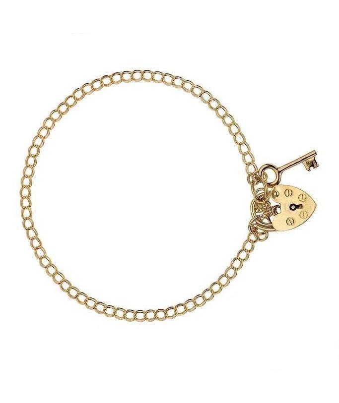 Gold Padlock and Keys Charm Bracelet
