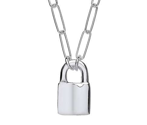 Sterling silver lock on sale necklace