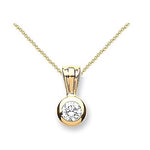 18K Yellow Gold Rubover Set 0.25 Or 0.50 Carat Diamond Necklace - Pobjoy Diamonds