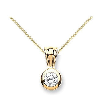 18K Yellow Gold Rubover Set 0.25 Or 0.50 Carat Diamond Necklace - Pobjoy Diamonds