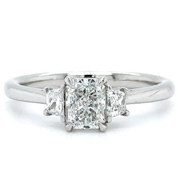 Three Stone Radiant & Trapeze Cut Diamond Trilogy Ring