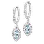 18K Gold & Aquamarine 1.90 Carat Diamond Drop Earrings - Pobjoy Diamonds