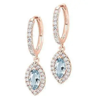 18K Gold & Aquamarine 1.90 Carat Diamond Drop Earrings - Pobjoy Diamonds