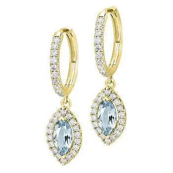 18K Gold & Aquamarine 1.90 Carat Diamond Drop Earrings - Pobjoy Diamonds