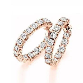 18K Rose Gold Diamond Hoop Earrings 3.00 Carats - Pobjoy Diamonds