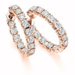 18K Rose Gold Diamond Hoop Earrings 3.00 Carats - Pobjoy Diamonds