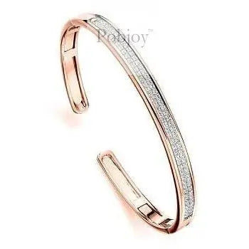 18K Rose Gold Princess Cut 2 Carat Diamond Bangle Cuff - Pobjoy Diamonds