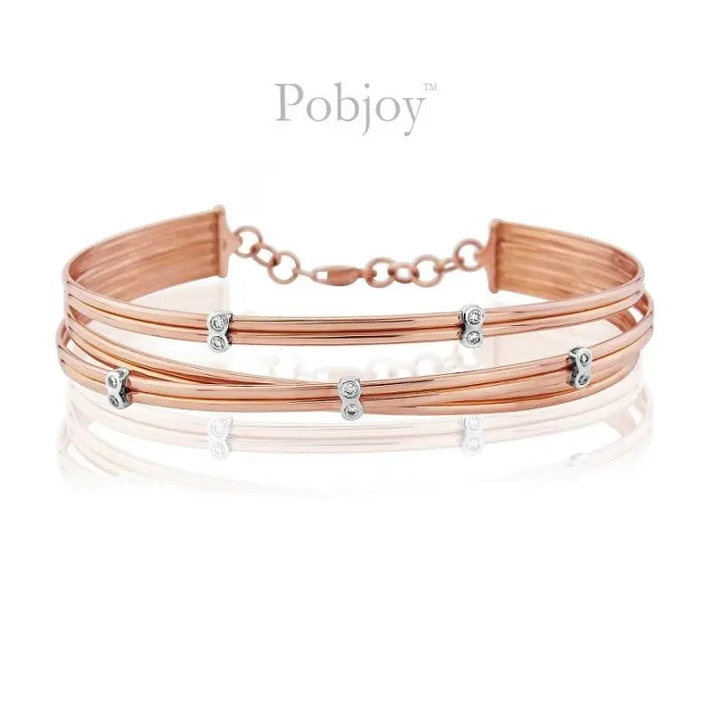 18K Rose Gold Scattered Diamond Bangle 0.12 CTW - Pobjoy Diamonds