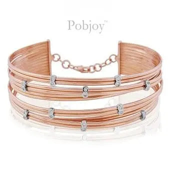 18K Rose Gold Scattered Diamond Bangle 0.20 CTW - Pobjoy Diamonds