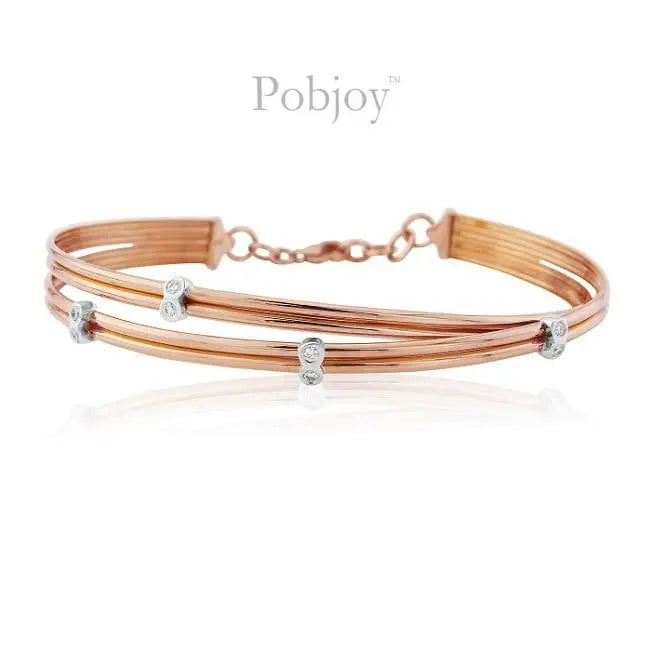 18K Rose Gold & Scattered Diamond Bangle 0.10 CTW - Pobjoy Diamonds