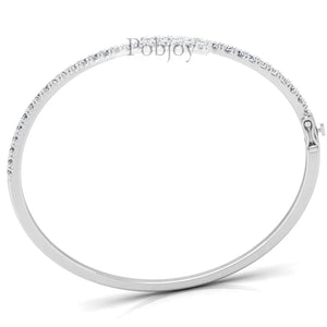 18K White Gold 1.20 Carat Hinged Diamond Bangle