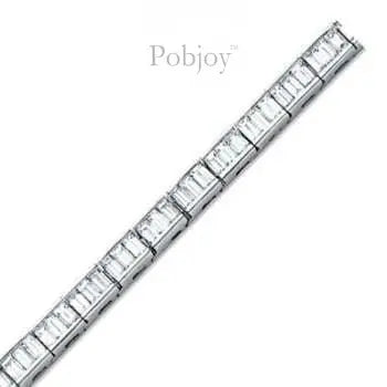 18K White Gold Baguette Diamond Tennis Bracelet 5.00 Carats