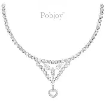 18K White Gold Diamond Heart Necklace 8.00 Carats - Pobjoy Diamonds