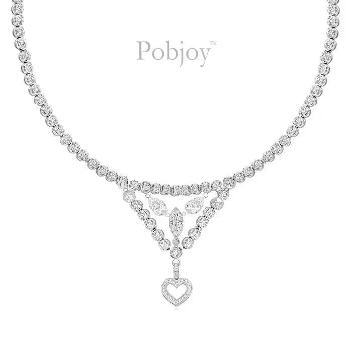 18K White Gold Diamond Heart Necklace 8.00 Carats - Pobjoy Diamonds