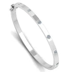 18K White Gold Diamond Studded Hinged Bangle 0.30 Carat - Pobjoy Diamonds