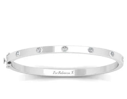 18K White Gold Diamond Studded Hinged Bangle 0.30 Carat - Pobjoy Diamonds