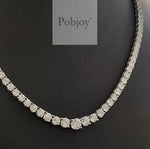 18K White Gold Graduated Diamond Line Necklace 27.5 Carats - Pobjoy Diamonds