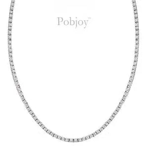 18K White Gold Ladies Diamond Line Necklace - 10.00 Carats