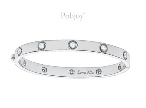 18K White Gold Studded Diamond Bangle 1.00 Carat - Pobjoy Diamonds