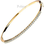 18K Yellow Gold 1.10 Carat Hinged Diamond Bangle Bracelet - Pobjoy Diamonds