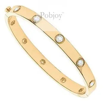 18K Yellow Gold Studded Diamond Bangle 1.00 Carat - Pobjoy Diamonds