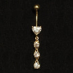 Four Stone Lab Diamond Heart Drop Belly Ring 1.30 Carats