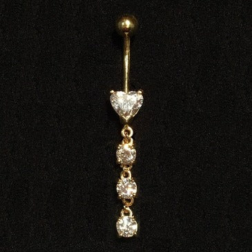 Four Stone Lab Diamond Heart Drop Belly Ring 1.30 Carats