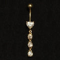 Four Stone Lab Diamond Heart Drop Belly Ring 1.30 Carats - E/VS1