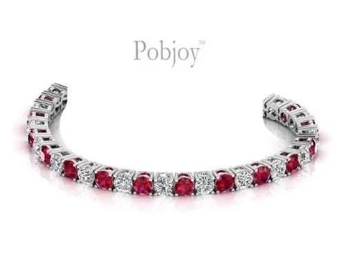 9K White Gold 5.00 Carat Ruby & Diamond Bracelet