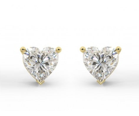 18K Gold 1.00 Carat Heart Shaped Diamond Earrings