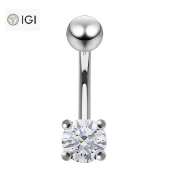 0.70 Carat Lab Diamond Belly Ring - Silver & Surgical Steel