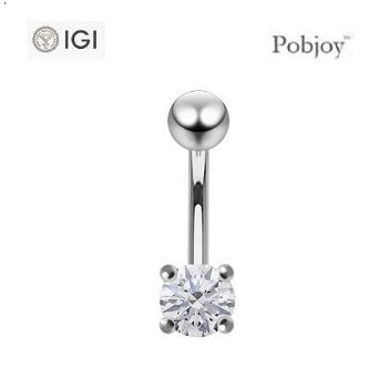 0.70 Carat Lab Diamond Belly Ring - Silver & Surgical Steel