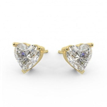 18K Gold 1.00 Carat Heart Shaped Diamond Earrings