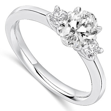 Oval Diamond Trilogy Ring 0.95 Carats - F/VS1