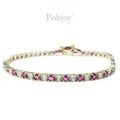 9K Gold Diamond Tennis Bracelet With Pink Sapphires