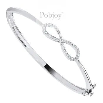 9K White Gold Infinity Diamond Bangle 0.45 Carat - Pobjoy Diamonds