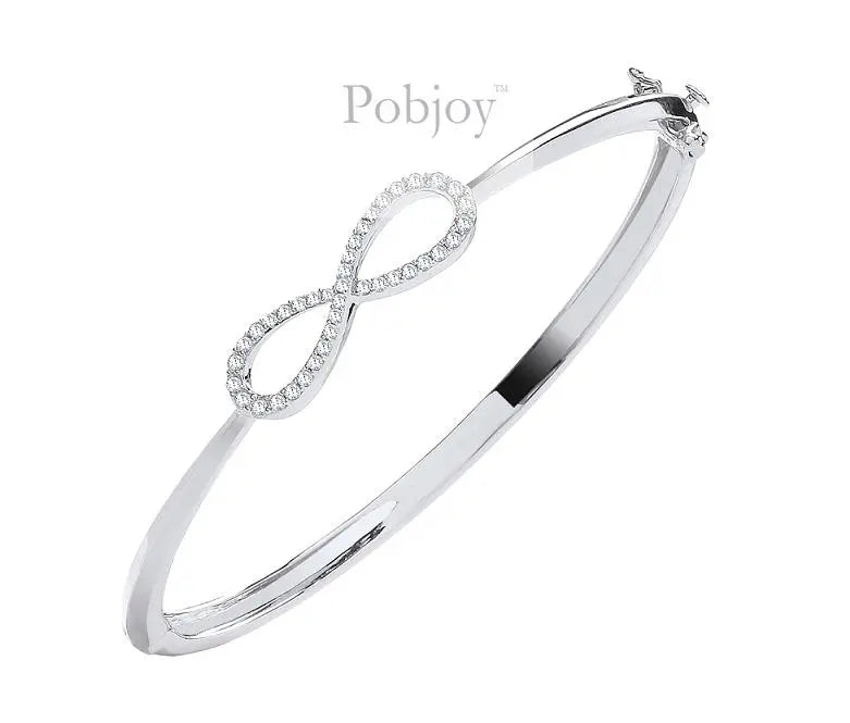 9K White Gold Infinity Diamond Bangle 0.45 Carat - Pobjoy Diamonds