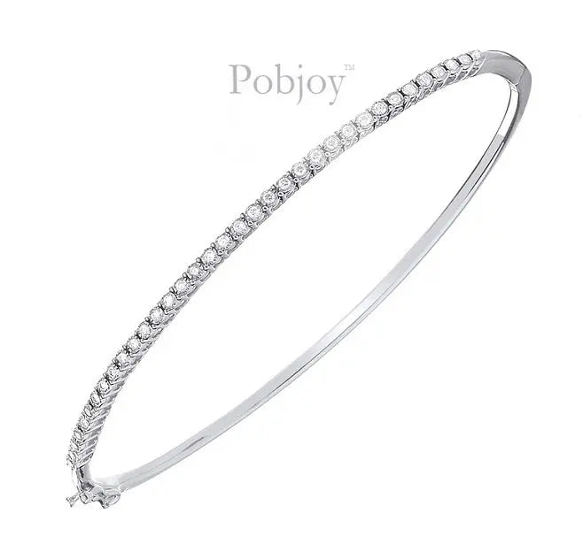 9K White Gold Ladies Hinged Diamond Bangle 0.25 Carat - Pobjoy Diamonds