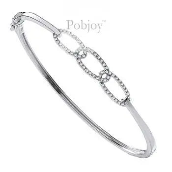 9K White Gold Link & Diamond Bangle - Pobjoy Diamonds