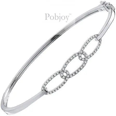 9K White Gold Link & Diamond Bangle - Pobjoy Diamonds