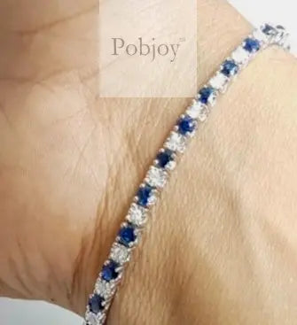 9K White Gold Sapphire And Diamond Tennis Bracelet - Pobjoy Diamonds