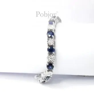 9K White Gold Sapphire And Diamond Tennis Bracelet - Pobjoy Diamonds