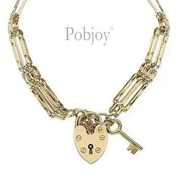 9K Yellow Gold Gate 3 Bar Bracelet With Padlock