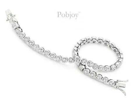 Bezel Set 9K White Gold 2.00 Carat Diamond Tennis Bracelet - Pobjoy Diamonds