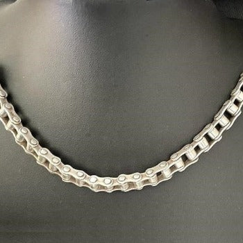 Chunky Sterling Silver Handmade Bike Chain Necklace - Pobjoy Diamonds