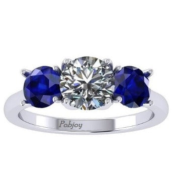 4.00 Carat Diamond And Sapphire Trilogy Ring - E/VVS1