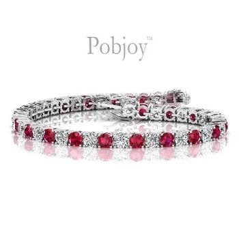 9K White Gold 5.00 Carat Ruby & Diamond Bracelet