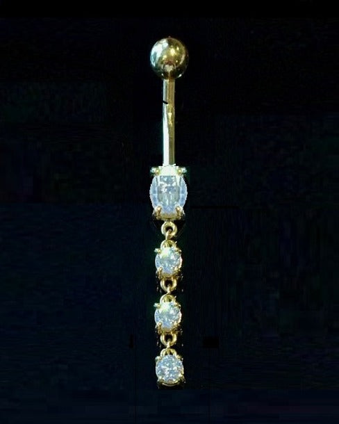 Four Stone Lab Diamond Drop Belly Ring 1.30 Carats - E/VS1